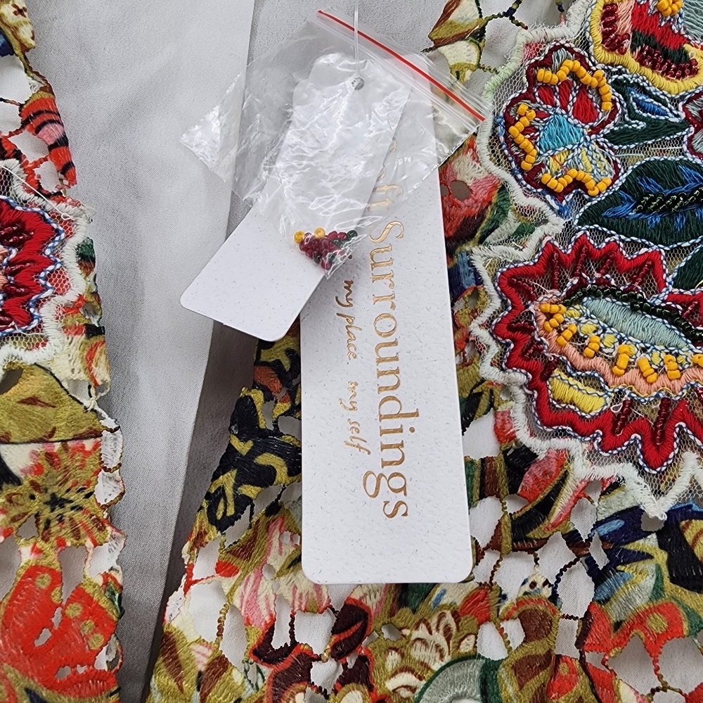 Soft Surroundings Multicolor Boho Lasercut Beaded Ariege Jacket New Med… - Picture 12 of 16